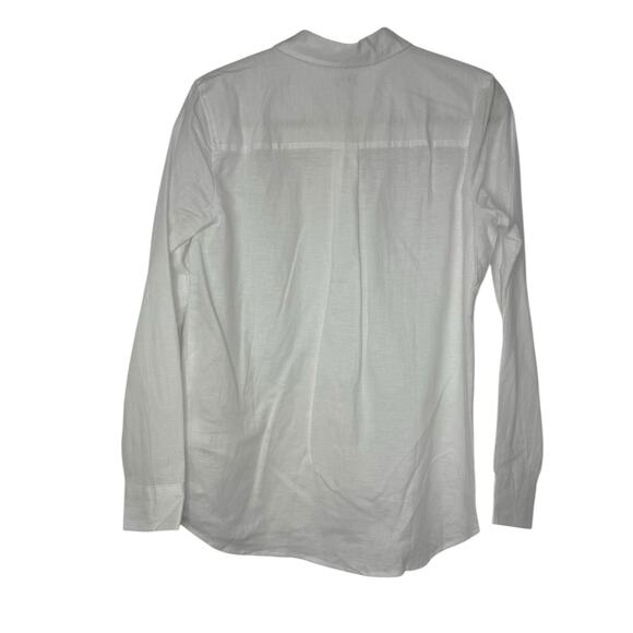 J.Crew Factory Linen Blend Shirt Women XS White Button Up Signature Fit Coastal - Picture 3 of 7